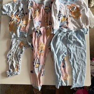 Blue & Pink Cartoon Bluey Kids Pajama Set - Cozy Sleepwear